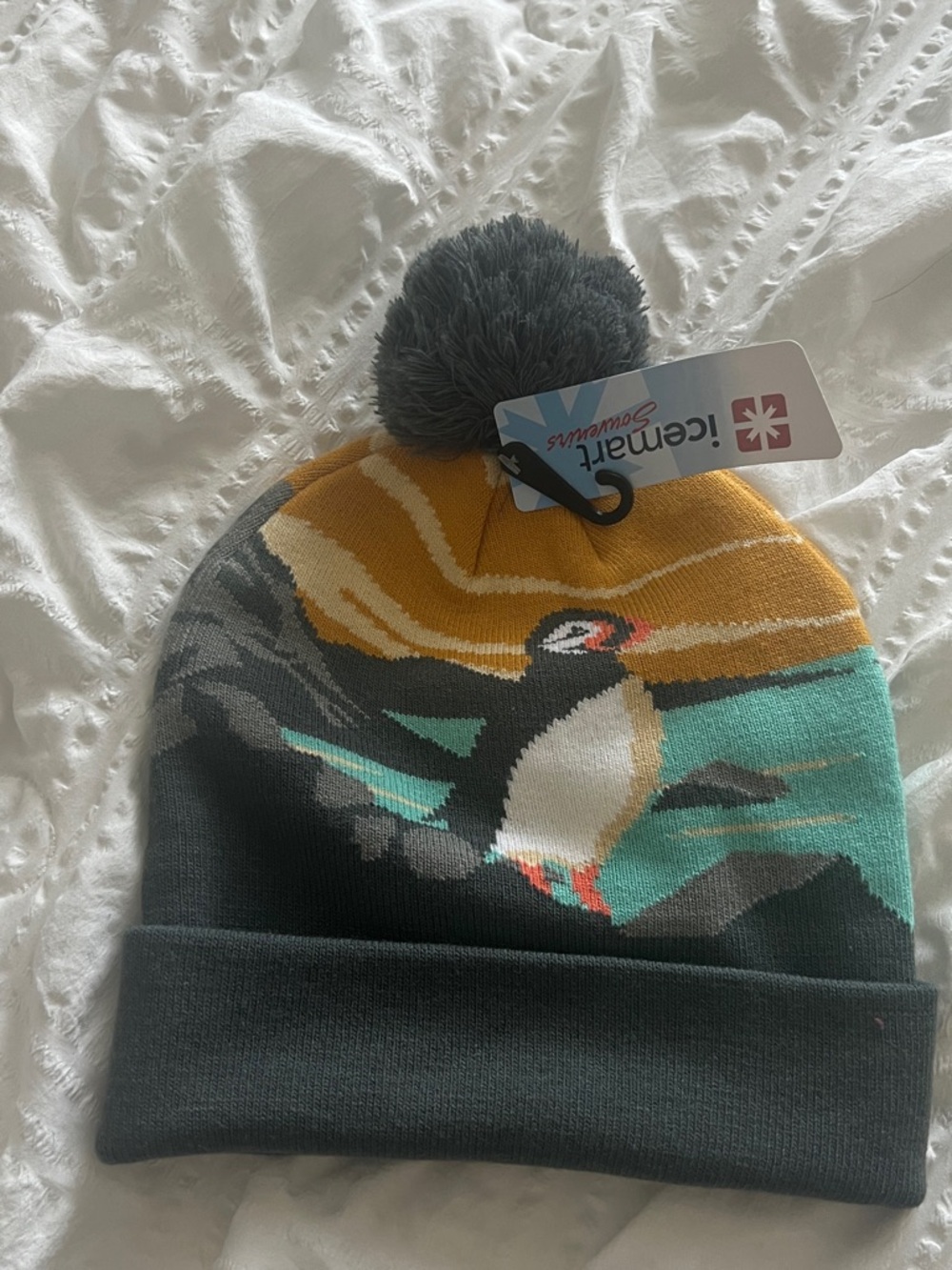 Puffin Pom Pom Beanie - Dark Teal